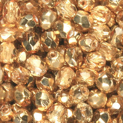 GBFP04 HC 42 - Czech fire-polished beads - gold half coated