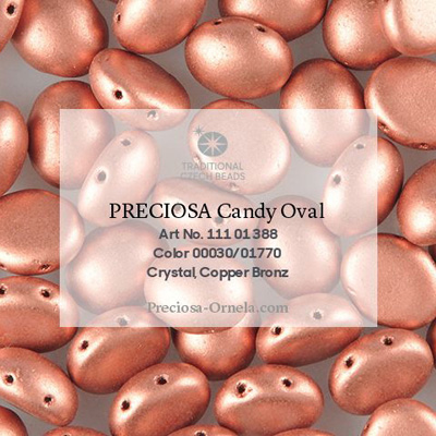GBCDYOV12-112 - Czech Candy Oval Beads - copper matt metallic