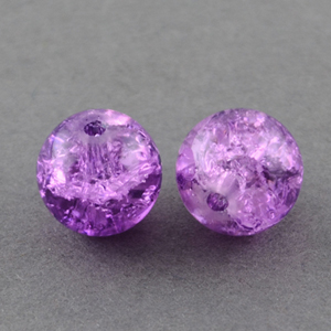 GBCR10-6 - glass crackle beads - purple