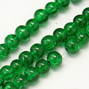 GBCR06-11 - glass crackle beads - emerald