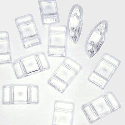 ACAR 4T - 2-hole acrylic carrier beads - crystal transparent