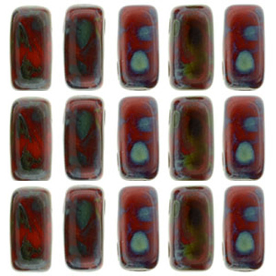 CMBK-424 - CzechMates brick beads - opaque red picasso