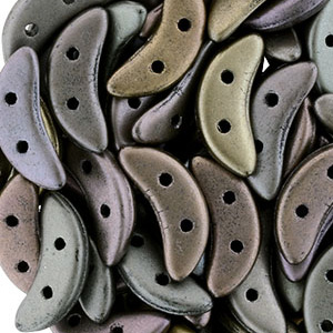 CMC-230 - CzechMates crescent beads - matt metallic leather (grey rainbow)