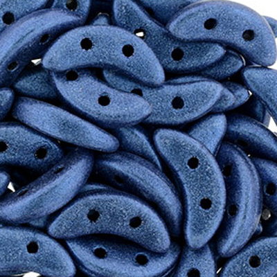 CMC-275 - CzechMates crescent beads - metallic suede blue