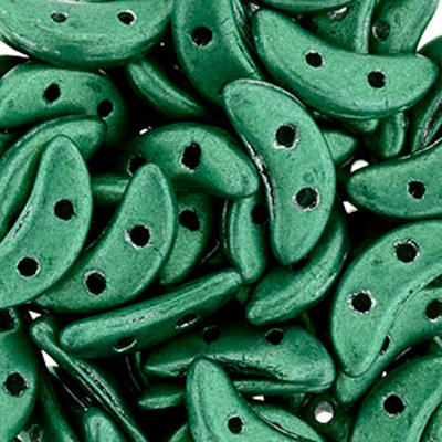 CMC-546 - CzechMates crescent beads - saturated metallic emerald green