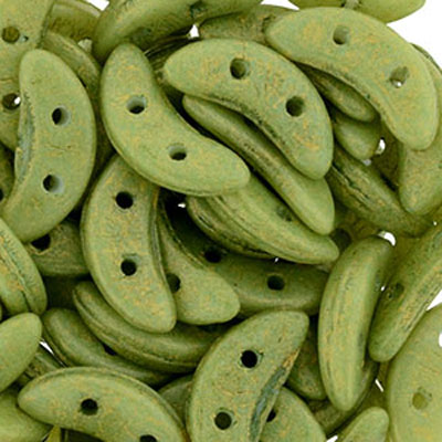 CMC-595 - CzechMates crescent beads - pacifica avocado