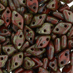CMDI-424 - CzechMates Diamond Beads - opaque coral red picasso
