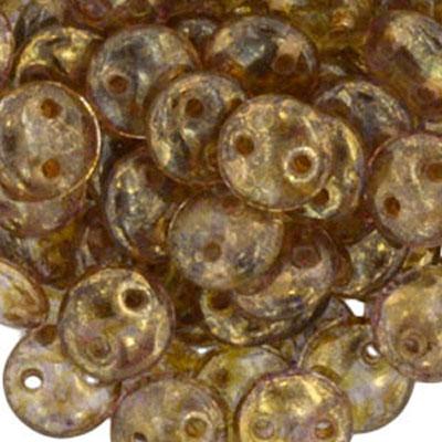 CML-193 - CzechMates lentil beads - pink opal bronze picasso