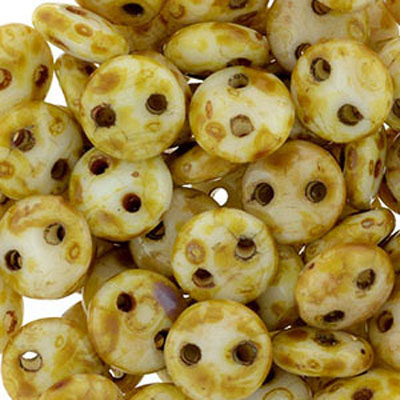 CML-308 - CzechMates lentil beads - alabaster picasso