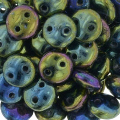 CML-73 - CzechMates lentil beads - jet green iris