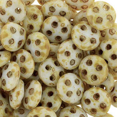 CMQL-308 - CzechMates quadralentil beads - alabaster picasso