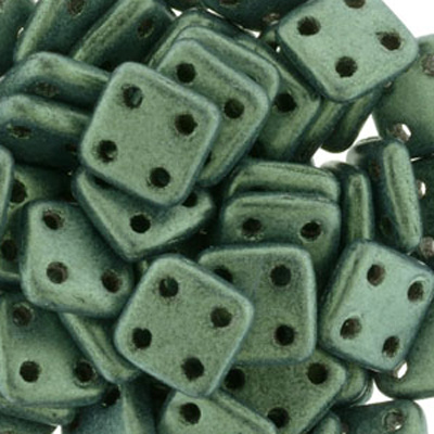 CMQT-276 - CzechMates quadratile beads - metallic suede light green