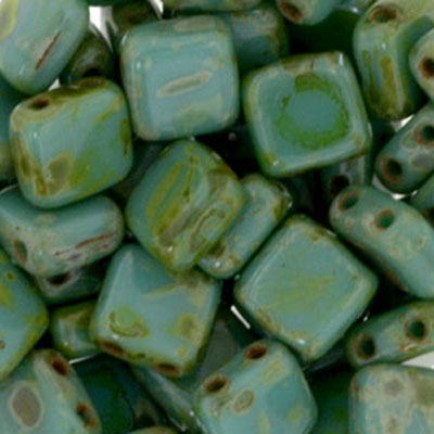 CMTL-190 - CzechMates tile beads - Persian turquoise picasso