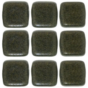 CMTL-287 - CzechMates tile beads - metallic suede dark green
