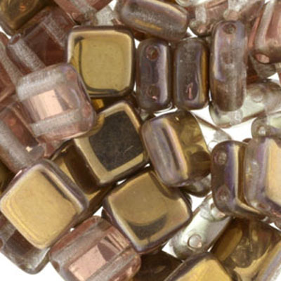 CMTL-28 - CzechMates tile beads - crystal Capri gold