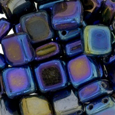 CMTL-4 - CzechMates tile beads - jet blue iris
