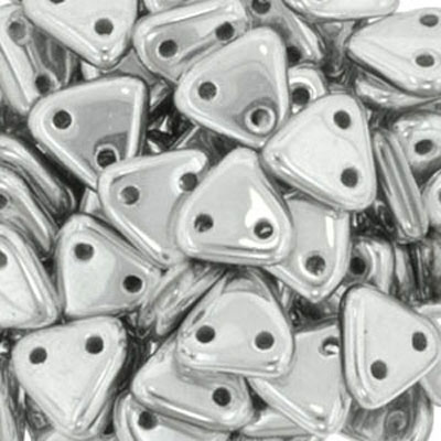 CMTR-110 - CzechMates triangle beads - crystal silver matt metallic