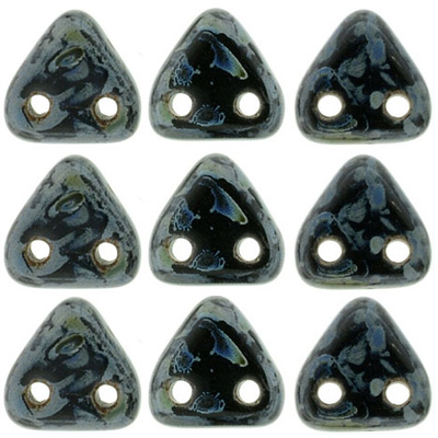 CMTR-280 - CzechMates triangle beads - jet picasso