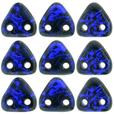 CMTR-426 - CzechMates triangle beads - cobalt picasso