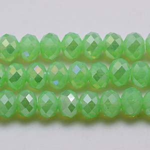CRB1-118L - puffy rondelle - light green opal lustre