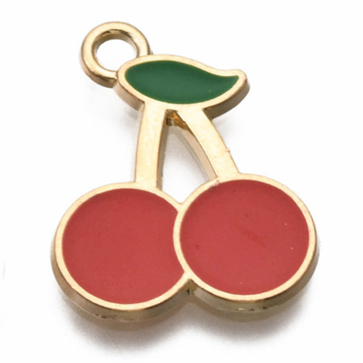 ECH15-1 - Enamel Cherry Charm/Pendant - light gold 