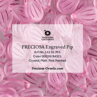 GBPIPE-5MPP - Czech engraved pips - crystal matt, pink painted
