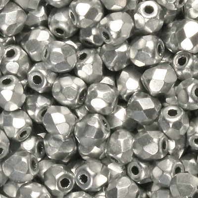 GBFP04 MET 110 - Czech fire-polished beads  - silver matt metallic