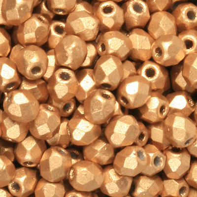 GBFP04 MET 111 - Czech fire-polished beads  - gold matt metallic
