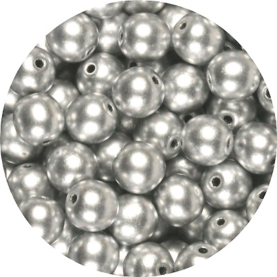 GBSR08-110 - Czech round pressed glass beads - matt silver metallic
