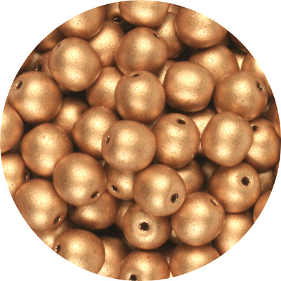 GBSR08-111 - Czech round pressed glass beads - matt gold metallic