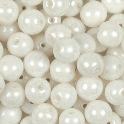 GBSR06-350 - Czech round pressed glass beads - chalk white lustre