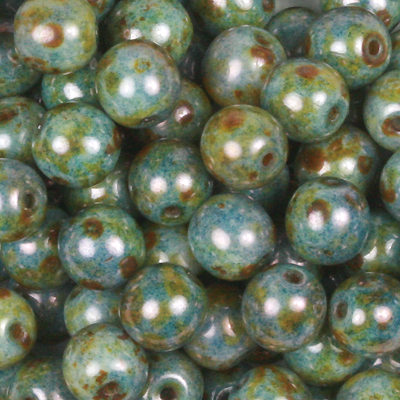 GBSR06-368 - Czech round pressed glass beads - chalk lazure blue