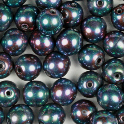 GBSR06-564 - Czech round pressed glass beads - jet nebula