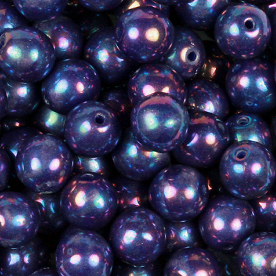 GBSR06-565 - Czech round pressed glass beads - opaque blue nebula