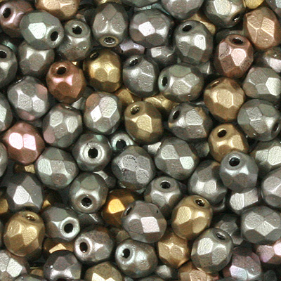 GBFP04 MET 230 - Czech fire-polished beads - crystal grey rainbow