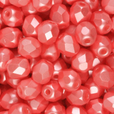 GBFP03-339 - Czech fire-polished beads - pastel light coral