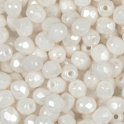 GBFP04-350 - Czech fire-polished beads - chalk white lustre