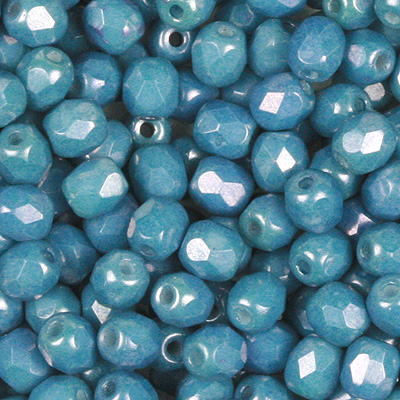 GBFP04-354 - Czech fire-polished beads - chalk blue lustre