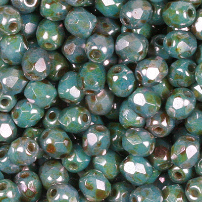 GBFP04-368 - Czech fire-polished beads - chalk lazure blue
