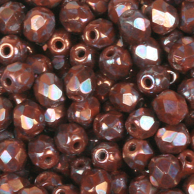 GBFP04-562 - Czech fire-polished beads - Opaque Chocolate Nebula   