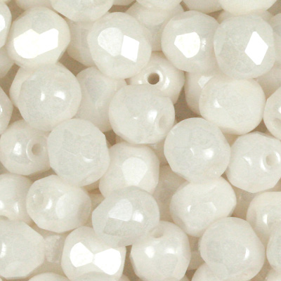 GBFP06-350 - Czech fire-polished beads - chalk white lustre