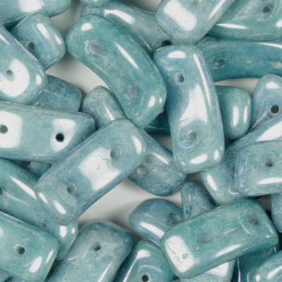 GBBOW-354 - Czech Bow Beads - chalk blue lustre