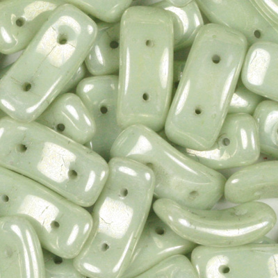 GBBOW-357 - Czech Bow Beads - chalk light green lustre