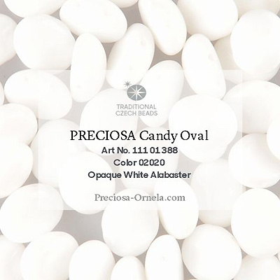 GBCDYOV08-2 - Czech Candy Oval Beads - white alabaster