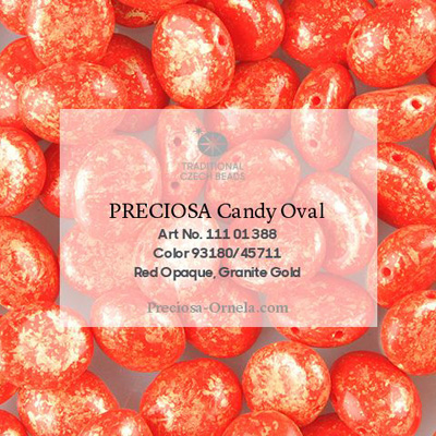 GBCDYOV08-757 - Czech Candy Oval Beads - opaque red granite gold