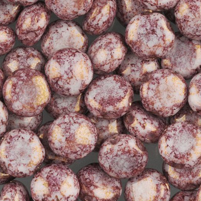 GBCDY08-304 - Czech Candy Beads - alabaster terracotta purple