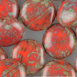 GBCDY12-465 - Czech Candy Beads - red travertin