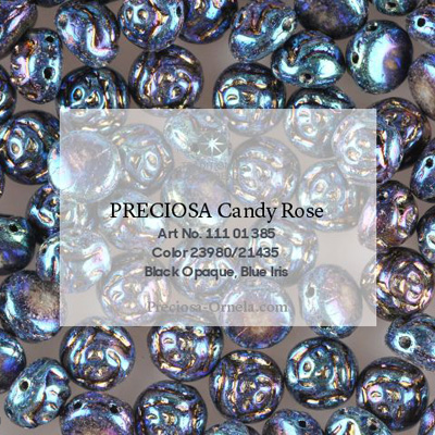 GBCDYR08-4 - Czech Candy Rose Beads - jet blue iris