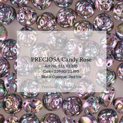 GBCDYR08-72 - Czech Candy Rose Beads - jet red iris