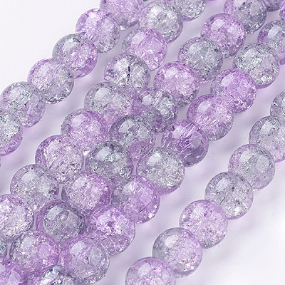 GBCR10-T7 - glass crackle beads - lilac/silver
